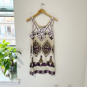 Alexia Admor Purple & Gold Print Sequin Mini Dress Size Small